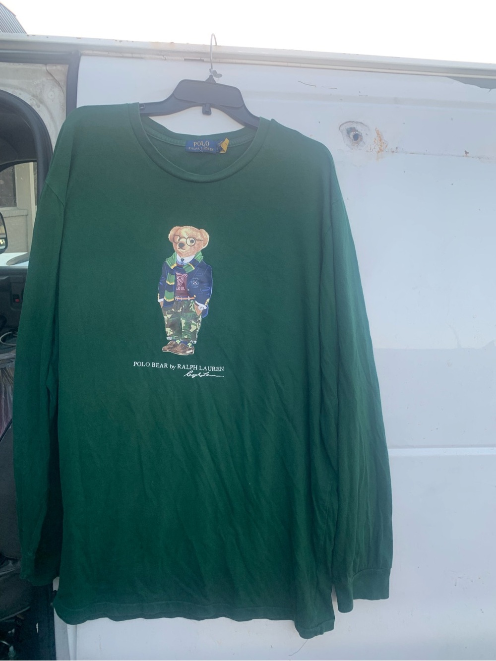 Ralph Lauren Green Polo Bear Graphic Long Sleeve Tee